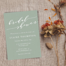 Minimalist Classic Dusty Sage Green Bridal Shower Einladung