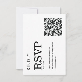 minimalist classic QR black and white RSVP card Karte