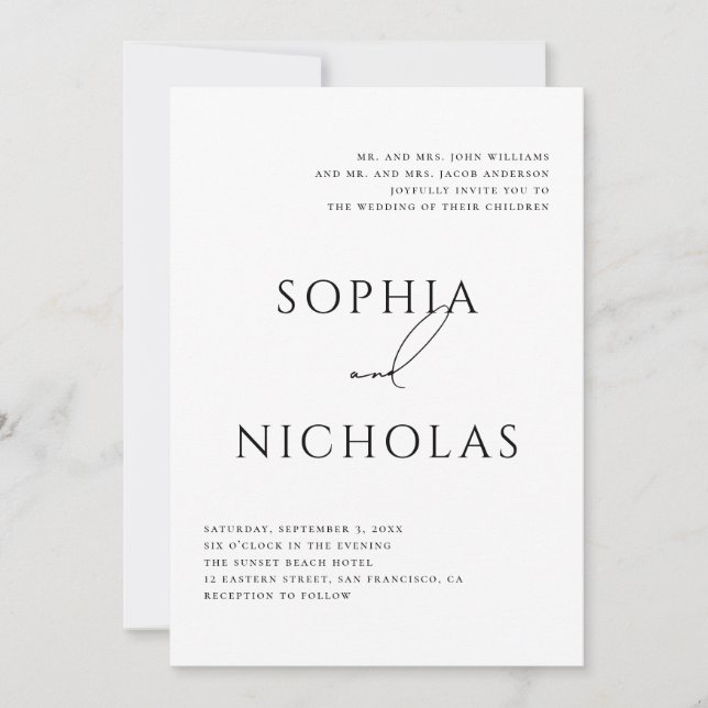 Minimalist Classic Wedding | Elegant Typography Einladung (Vorderseite)