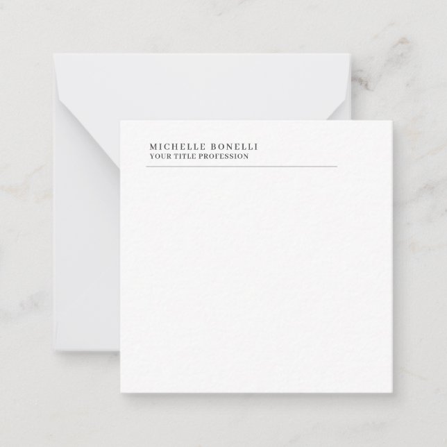 Minimalist Classical Plain Professional Own Name Mitteilungskarte (Vorderseite)
