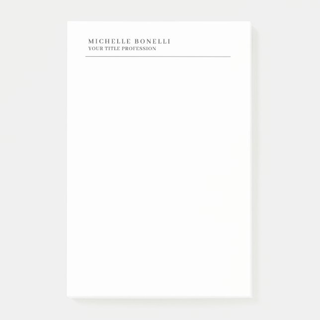 Minimalist Classical Plain Professional Own Name Post-it Klebezettel (Vorderseite)