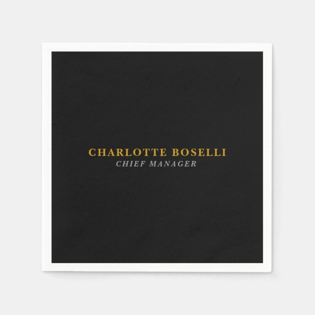 Minimalist Classical Professional Black Gold Color Serviette (Vorderseite)