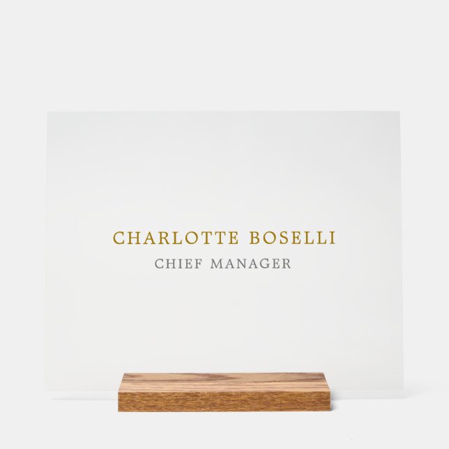 Minimalist Classical Professional Gold Color Acrylschild (Vorderseite)