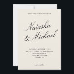 Minimalist Classy Black and Ivory Wedding Einladung<br><div class="desc">Create your own custom wedding invitations in a minimalist elegant style. Add your personalized details of your wedding day in modern typography with names in classic script design.</div>