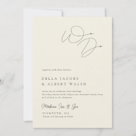 Minimalist Classy Calligraphy Ivory Wedding Einladung