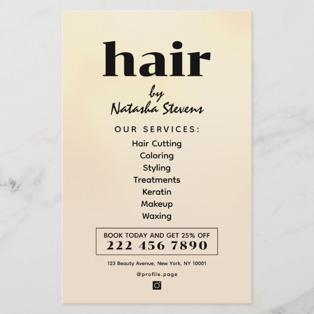 Minimalist clean boho style hair salon flyer (Vorne)