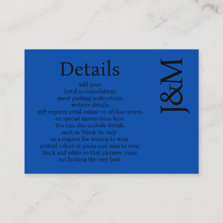 Minimalist Cobalt Blue Enclosure Details Card Begleitkarte