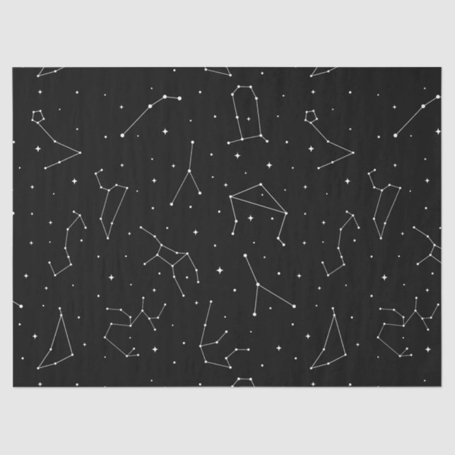 Minimalist Constellation Pattern in Black & White Seidenpapier (Vorderseite)