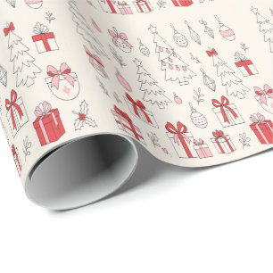 Minimalist Coquette Bogen Weihnachtsbaum Verpackun Geschenkpapier