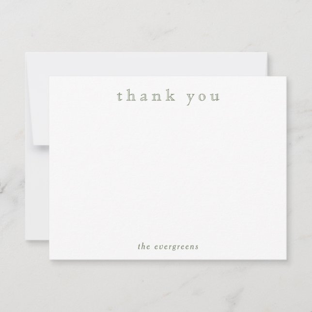 Minimalist Couples Family Sage Green Thank You  Mitteilungskarte (Vorderseite)