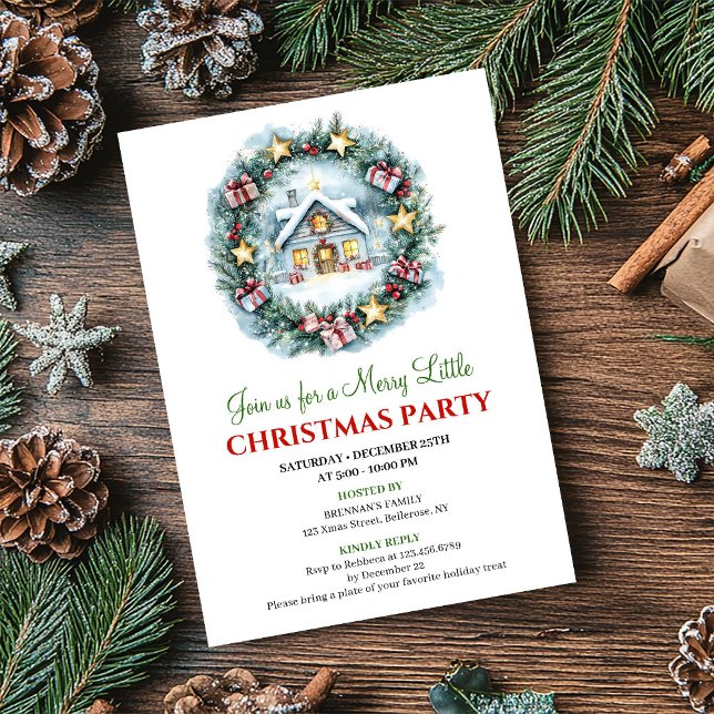 Minimalist Cozy Christmas Scene Holiday Invitation Einladung (Minimalist Cozy Christmas Scene Holiday Invitation)