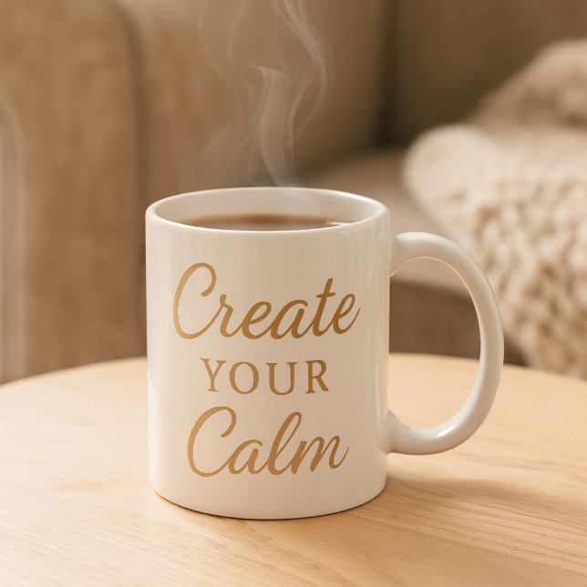Minimalist Cozy Quote Mug – “Create Your Calm”  Kaffeetasse (create_your_calm_minimalist_quote_png_aureline_studio)