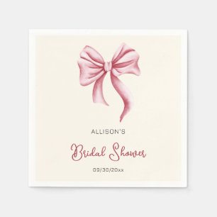 Minimalist Cream Blush Pink Schleife Braut Dusche Serviette