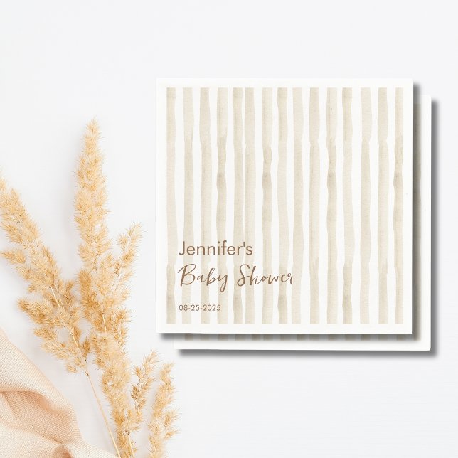 Minimalist Cream Vertical Stripe Rustic Baby Serviette (Von Creator hochgeladen)