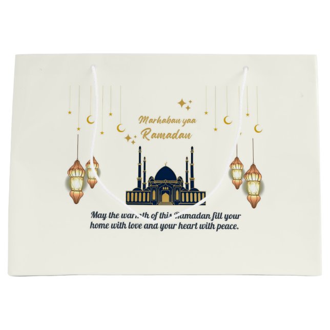  Minimalist Crescent Moon Ramadan Blessings Große Geschenktüte (Vorderseite)