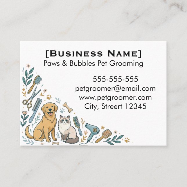 Minimalist Custom Pet Groomer Business Card  Visitenkarte (Vorderseite)