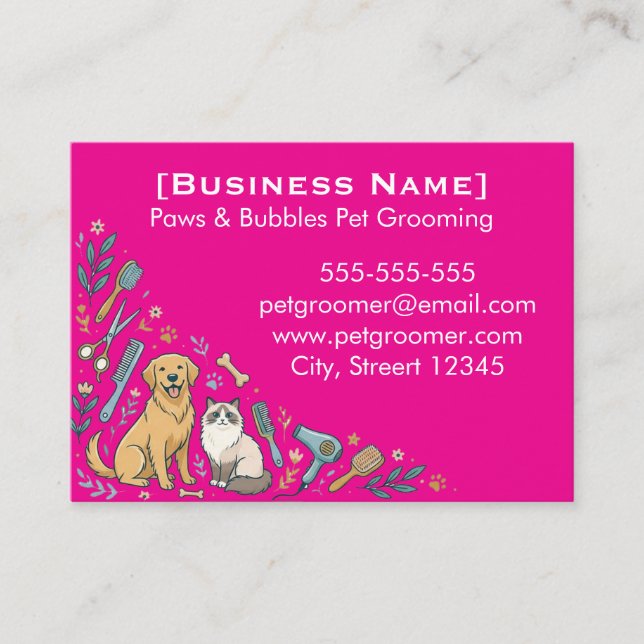 Minimalist Custom Pet Groomer Business Card  Visitenkarte (Vorderseite)