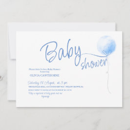 Minimalist Cute Blue Balloon Babydusche Einladung