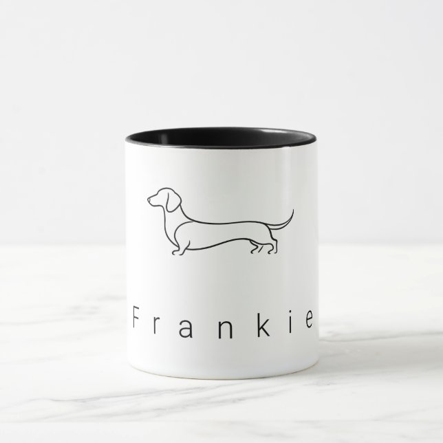 Minimalist Dachshund Benutzerdefinierter Name  | M Tasse (Zentrum)