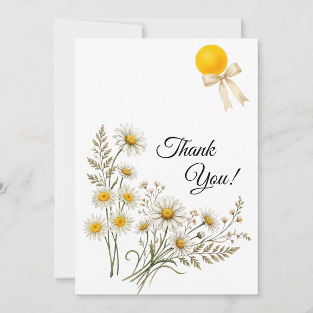 Minimalist Daisy Floral Thank You Note Dankeskarte (Vorderseite)