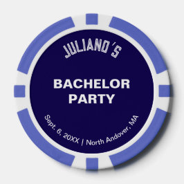 Minimalist Dark Blue Bachelor Party Poker Chips