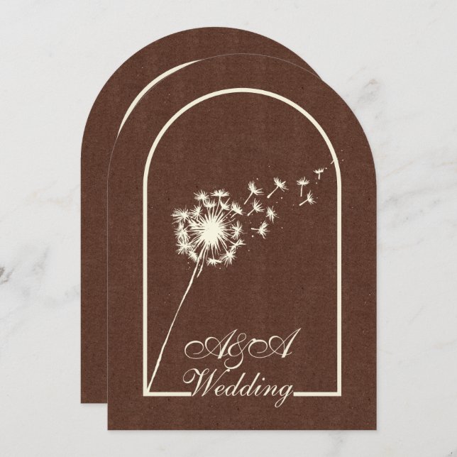 Minimalist Dark Brown and Ivory Arch Wedding  Einladung (Vorne/Hinten)