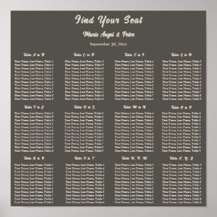 Minimalist Dark Espresso Braun 12x12 Sitzplan Poster