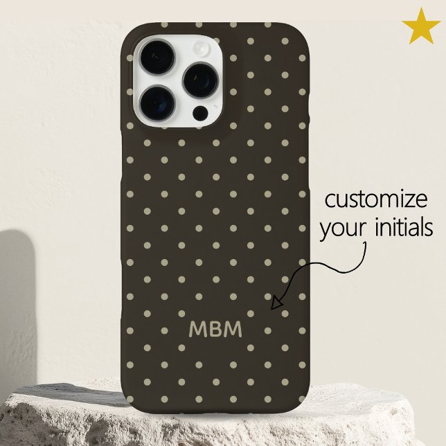 Minimalist Dark Gray Custom Monogram Polka Dot  Case-Mate iPhone Hülle (Von Creator hochgeladen)