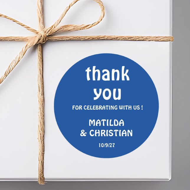 Minimalist Deep Blue Wedding  Runder Aufkleber (Von Creator hochgeladen)