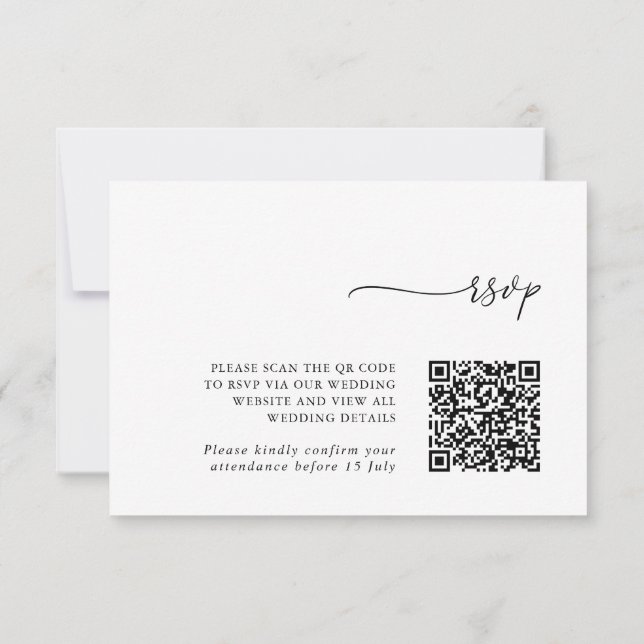 Minimalist Details & QR Code Wedding RSVP Card Karte (Rückseite)