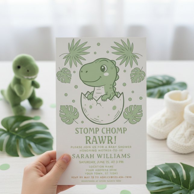 minimalist Dinosaur Baby Shower party boy Roar Einladung (Von Creator hochgeladen)