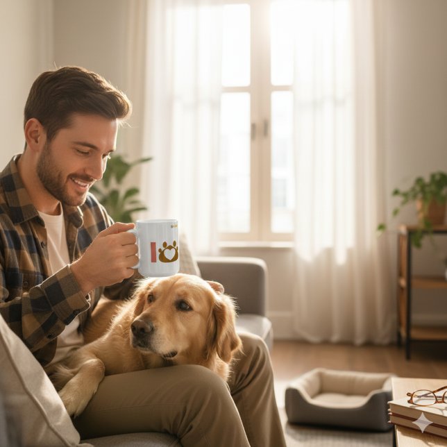 Minimalist Dog Dad Mug | Paw Print Heart Kaffeetasse (Von Creator hochgeladen)