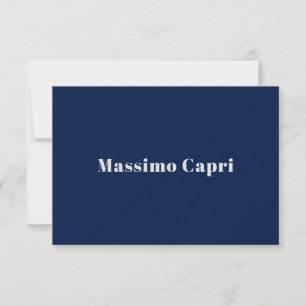 Minimalist dunkelblau elegante eigene Name fette T RSVP Karte