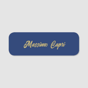Minimalist Dunkelblau Goldfarbe Eigener Name Fetts Namensschild