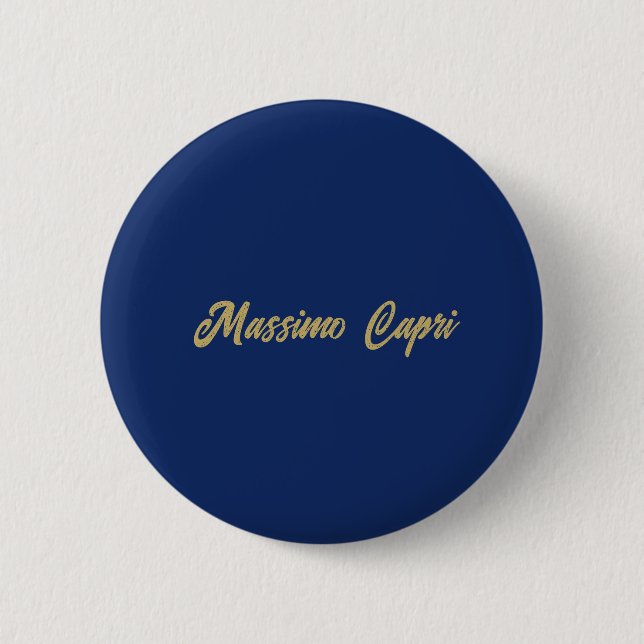 Minimalist dunkelblaue goldene Farbe eigener Name  Button (Vorderseite)