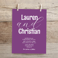 Minimalist Dunkelviolette Bibel-Hochzeits Einladun