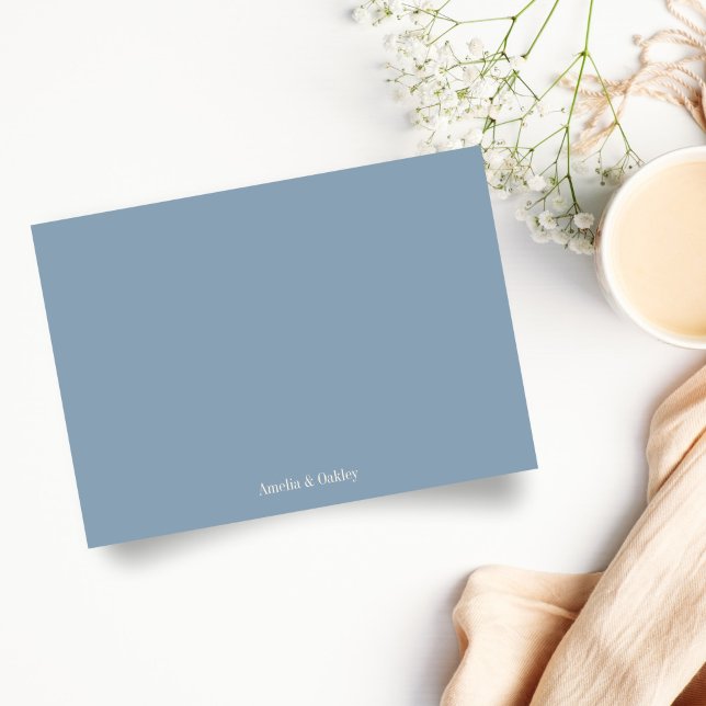 Minimalist Dusty Blue Elegant Wedding Custom Dankeskarte (Von Creator hochgeladen)