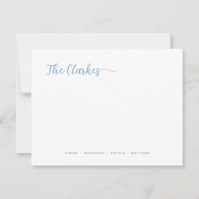 Minimalist Dusty Blue Family Stationery  Mitteilungskarte (Vorderseite)