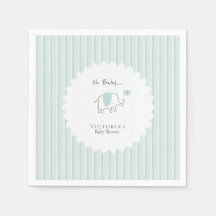 Minimalist Dusty Blue Oh Baby Elefant Baby Shower