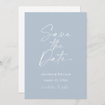 Minimalist Dusty Blue Save the Date Invitation
