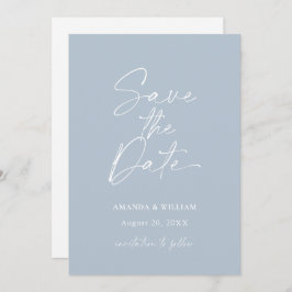 Minimalist Dusty Blue Save the Date Invitation Einladung