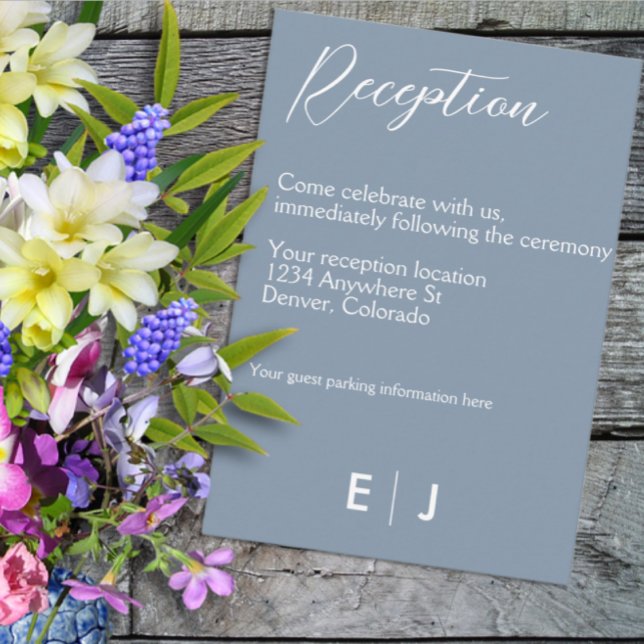 Minimalist Dusty Blue Wedding Begleitkarte (Von Creator hochgeladen)