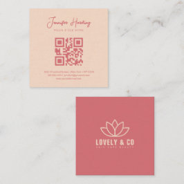 Minimalist Dusty Rose Cream Beauty QR Code Quadratische Visitenkarte