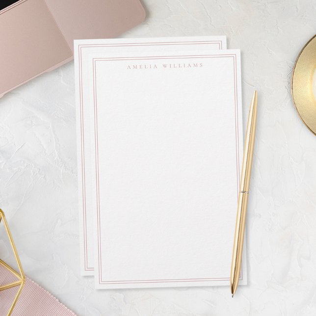 Minimalist Dusty Rose Monogram Two Border Briefpapier (Von Creator hochgeladen)