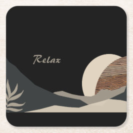 Minimalist Earth Tones Boho "Relax" Rechteckiger Pappuntersetzer