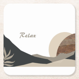 Minimalist Earth Tones Boho "Relax" Rechteckiger Pappuntersetzer
