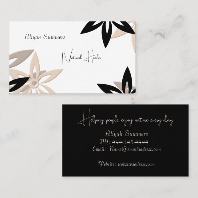 Minimalist Earthy Floral Meditation Business Card Visitenkarte (Vorne/Hinten)