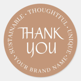 Minimalist Earthy Thank You For Customer Business Runder Aufkleber