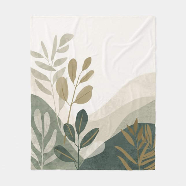 Minimalist Eco Art Fleece Blanket Nature Tones (Vorderseite)