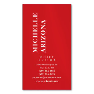 Minimalist einfaches Rot und Weiß professionell mo Magnetische Visitenkarte